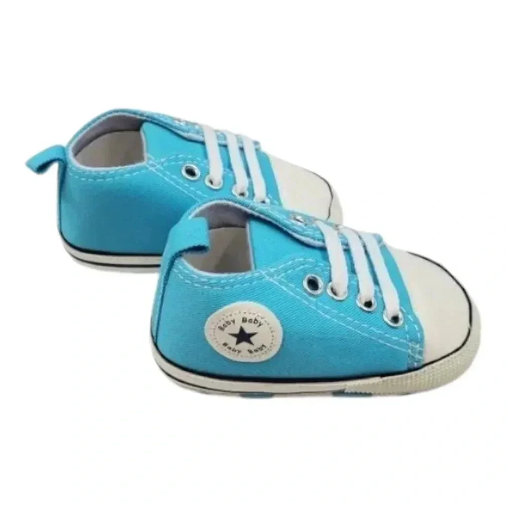 Infant Size 6 Baby Blue Soft Sole Baby Shoes, Baby sneakers for boys